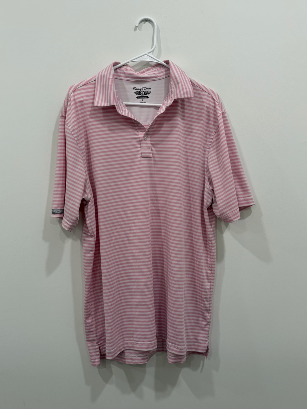 Straight Down Men's Pink Striped Polo